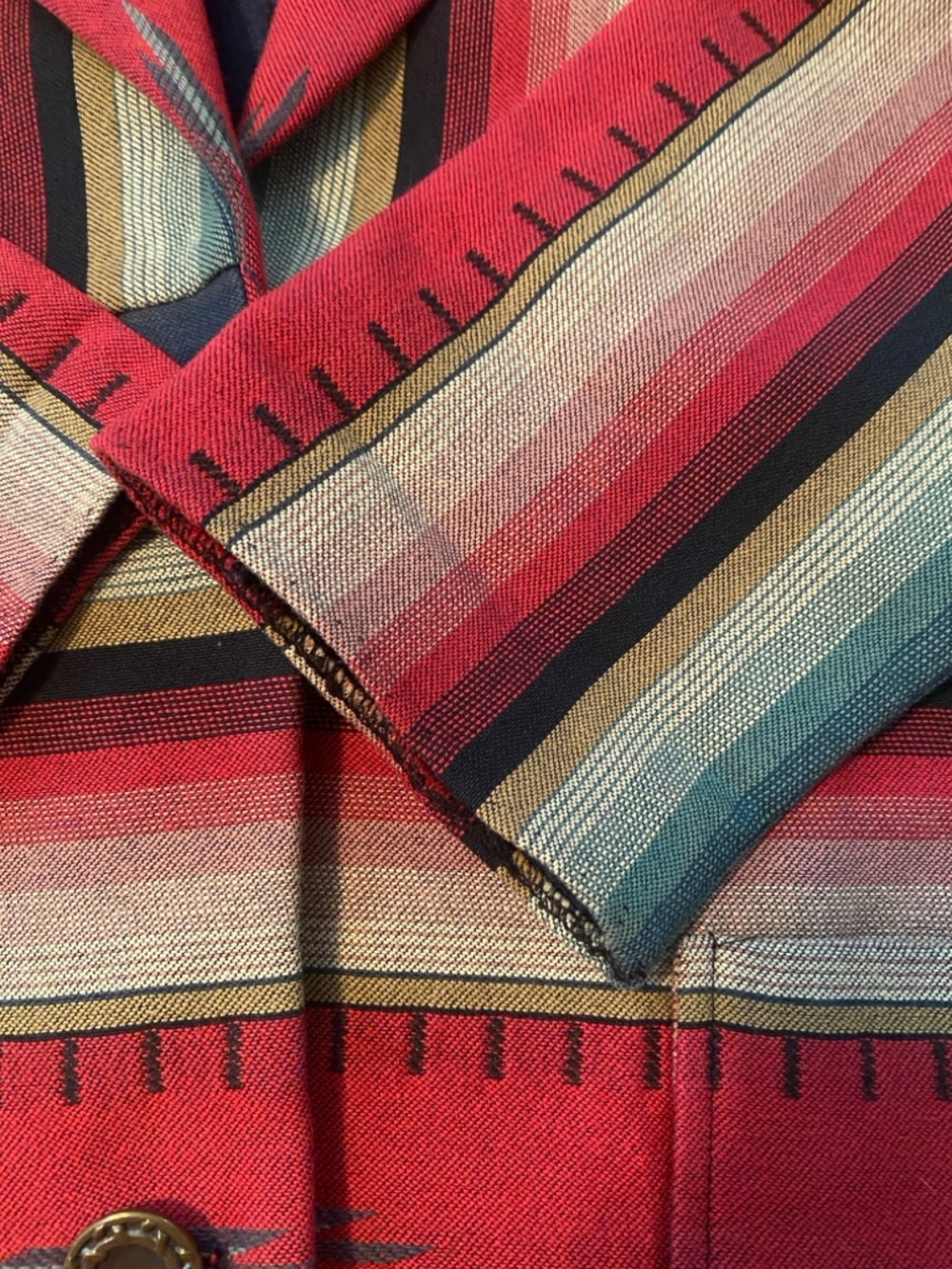 DIVision OF Sharon YOUNG Striped Southwestern Blazer Pine Cove - Picture 6 of 10